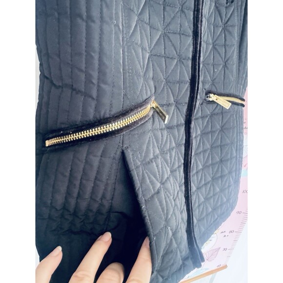 Ellen Tracy Quilted Jacket Black Zipped Medium Winter Spring Fall - Picture 11 of 11